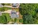 Bird's eye view of backyard featuring a back patio, lawn, and lush trees at 2216 Hoskins Rd, Burlington, NC 27215