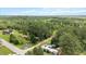 Aerial view of the property showcasing the home, a pool, and surrounding trees at 2396 Spring Valley Rd, Henderson, NC 27537