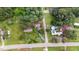 Aerial view of home featuring a pool and mature trees at 2396 Spring Valley Rd, Henderson, NC 27537