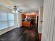 Eat in kitchen area with black tile floors and view into kitchen at 5301 Peacenest Dr, Raleigh, NC 27610