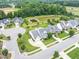 Aerial view of a neighborhood with well-maintained homes and lush landscaping at 1124 Cedar Farm Trl, Fuquay Varina, NC 27526