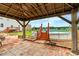 Backyard with gazebo, inground pool with deck, and brick patio at 131 Hawick Ct, Zebulon, NC 27597