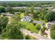 Areal view of neighborhood showing mature trees, green spaces, and residential streets at 217 Dublin Rd, Raleigh, NC 27609