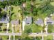 This aerial view highlights the property's lush landscaping, driveway, and proximity to neighboring homes at 217 Dublin Rd, Raleigh, NC 27609