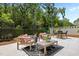 Backyard with outdoor seating area, stylish rug, and lush landscaping at 248 Speight Branch Rd, Cary, NC 27518