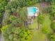 Aerial view featuring a community pool, tennis courts and green spaces, creating an active lifestyle at 402 Forest Rd, Oxford, NC 27565