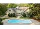 Gorgeous backyard featuring an in-ground pool surrounded by lush landscaping and mature trees at 5344 Mill Dam Rd, Wake Forest, NC 27587
