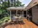 Wooden deck with outdoor seating, barbecue grill, and tranquil views at 5809 Kimbal St, Raleigh, NC 27606