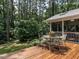 Wooden deck with outdoor dining set and views of lush greenery at 5809 Kimbal St, Raleigh, NC 27606