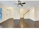 Spacious living room boasts wood floors and an open floor plan at 6536 Perry Creek Rd, Raleigh, NC 27616