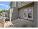 Outdoor patio area with access to the home through sliding glass doors at 72 Justin Ct, Durham, NC 27705