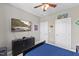 Bedroom with ceiling fan, a TV, and two closets at 101 Hazel Ln Ln, Broadway, NC 27505