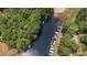 Aerial shot of boat docks with boats, surrounded by verdant trees and tranquil waters at 1033 Sagamore Dr, Louisburg, NC 27549