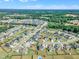 Expansive aerial view of a residential community featuring well-maintained lawns and various home styles at 121 Nate Ct, Wake Forest, NC 27587