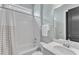 Bathroom showcasing white subway tile in the shower and a modern vanity at 1716 Aberdour Dr, Apex, NC 27502