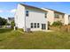 Fenced backyard with well maintained lawn and exterior patio entrance at 2036 October Dr, Durham, NC 27703