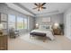 Serene main bedroom with tray ceiling, natural light, and neutral decor at 2036 October Dr, Durham, NC 27703
