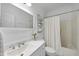 Clean bathroom featuring a vanity, a large mirror, and a shower-tub combination at 3705 Highland Creek Dr, Apex, NC 27539