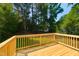 A wooden back deck overlooks the home's lawn at 518 S Coalport Dr, Apex, NC 27502