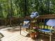 Relaxing deck with seating, plants, and a view of the green surroundings at 6760 Keansburg Rd, Gibsonville, NC 27249