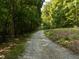 Scenic gravel driveway winding through a canopy of trees, offering privacy and a sense of seclusion at 6760 Keansburg Rd, Gibsonville, NC 27249