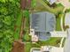 Aerial view showcasing backyard amenities including putting green and outdoor fireplace at 821 Rambling Oaks Ln, Holly Springs, NC 27540