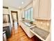 This kitchen offers stainless appliances and granite countertops with plenty of storage space at 9409 Collingdale Way, Raleigh, NC 27617