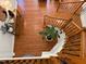 Staircase with wood treads and wrought iron spindles at 9409 Collingdale Way, Raleigh, NC 27617