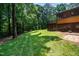 Beautiful backyard featuring a luscious lawn and wooded area that provides plenty of privacy at 2416 Kearney Rd, Wake Forest, NC 27587