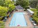 Aerial view of the community pool and surrounding lounge chairs at 2913 Coxindale Dr, Raleigh, NC 27615