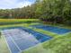 Community tennis courts with blue playing surface and well-maintained surroundings at 2913 Coxindale Dr, Raleigh, NC 27615