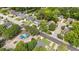 Aerial view of a residential neighborhood featuring a community playground at 413 Top Greene Ln, Raleigh, NC 27601