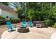 Backyard patio with fire pit, hot tub, and seating area, great for outdoor living at 5301 Night Heron Dr, Wake Forest, NC 27587