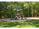Community playground with slides and various climbing structures in a woodland setting at 7000 Millstone Ridge Ct, Raleigh, NC 27614