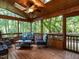 Inviting screened porch with comfortable seating and wooded views, perfect for relaxation and enjoying nature at 109 N Fern Abbey Ln, Cary, NC 27518
