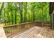 Wooden deck surrounded by green trees, offering a great outdoor living space at 120 Polks Landing Rd, Chapel Hill, NC 27516