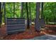 Backyard of a home with a fence that runs through the wooded space and native plantings at 128 Shadowbrook, Pittsboro, NC 27312