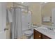Bathroom with shower and tub combo and vanity with sink at 2117 Crockett Ridge Rd, Fuquay Varina, NC 27526
