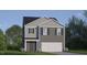 Two-story home with gray siding, a covered entryway, and an attached two-car garage at 218 Palomino Way, Clayton, NC 27520