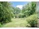 Expansive backyard with mature trees and lawn, offering a private and serene outdoor setting at 303 Spring St, Louisburg, NC 27549