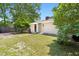 Backyard with grassy area, mature trees, and access to the home at 407A Edward St, Durham, NC 27701