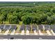 Beautiful aerial view of a modern neighborhood with tree-lined streets and well-maintained homes near lush woods at 445 Sturgeon St, Smithfield, NC 27577