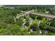 Aerial view of homes nestled within lush green trees and foliage at 5413 Lower Creek Ct, Apex, NC 27539