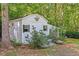 Exterior view of a charming shed featuring decorative butterfly accents at 65 Georgetown Woods Dr, Youngsville, NC 27596