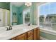 Bathroom with double vanity, mirror, and natural light at 732 Keystone Park Dr, Morrisville, NC 27560