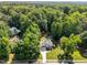 Aerial view of a home and neighborhood with mature tree coverage offering privacy and shade at 7605 Pats Branch Dr, Raleigh, NC 27612