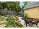 Lovely backyard with a patio, ornate metal furniture, a privacy fence, and lush landscaping at 800 Highgrove Dr, Chapel Hill, NC 27516