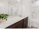 Bathroom with modern vanity and shower/tub combination at 97 Begonia St, Angier, NC 27501