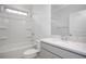 Bathroom featuring a white vanity with a marble countertop and a shower-tub combination at 1041 Bonanza Ln # 37, Mebane, NC 27302