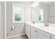 Bright bathroom with a double vanity, granite countertops, and a window at 1711 Memory Ln, Burlington, NC 27217